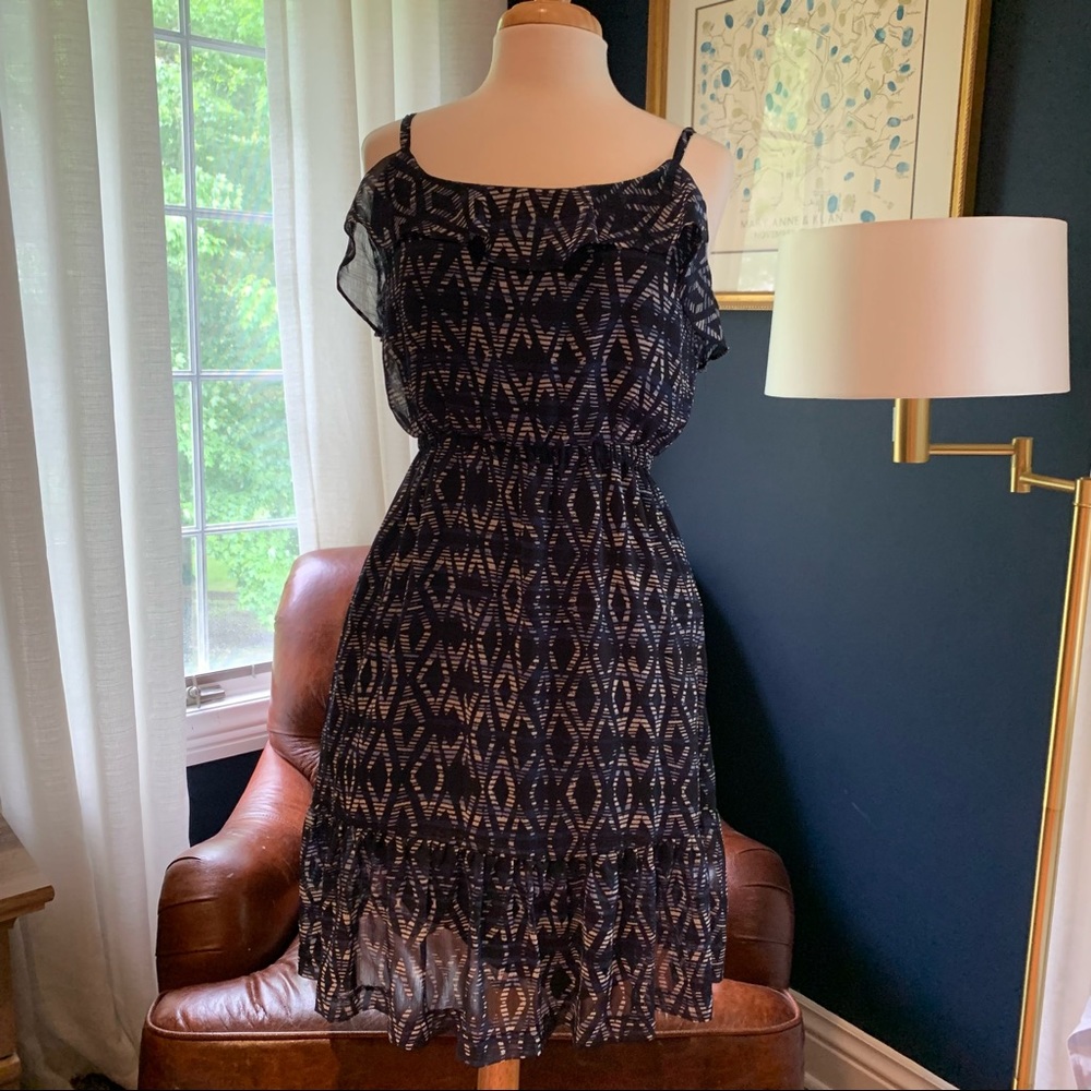 GAP Blue Navy Tribal Print Spaghetti Strap Dress Size M